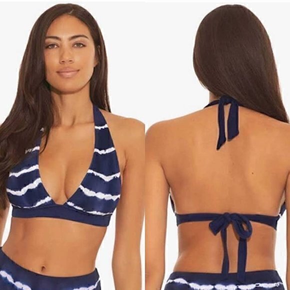 Becca Iconic Swim Halter Tie Dye Bikini Top Size D NWT